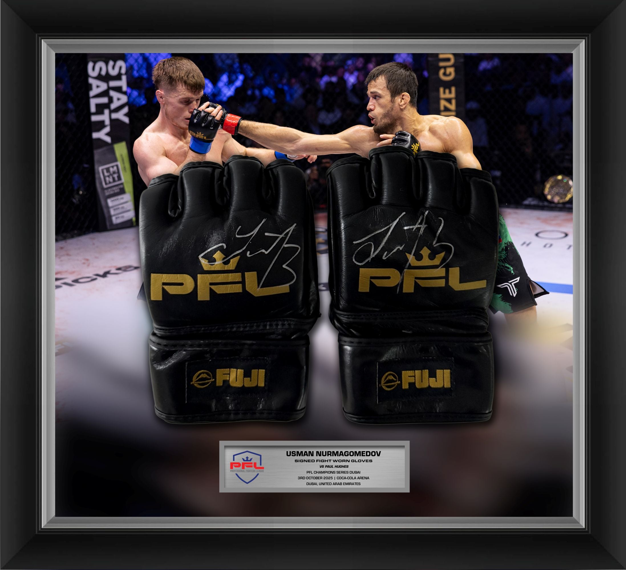 Usman Nurmagomedov Signed Fight Worn Champion Gloves - CS
