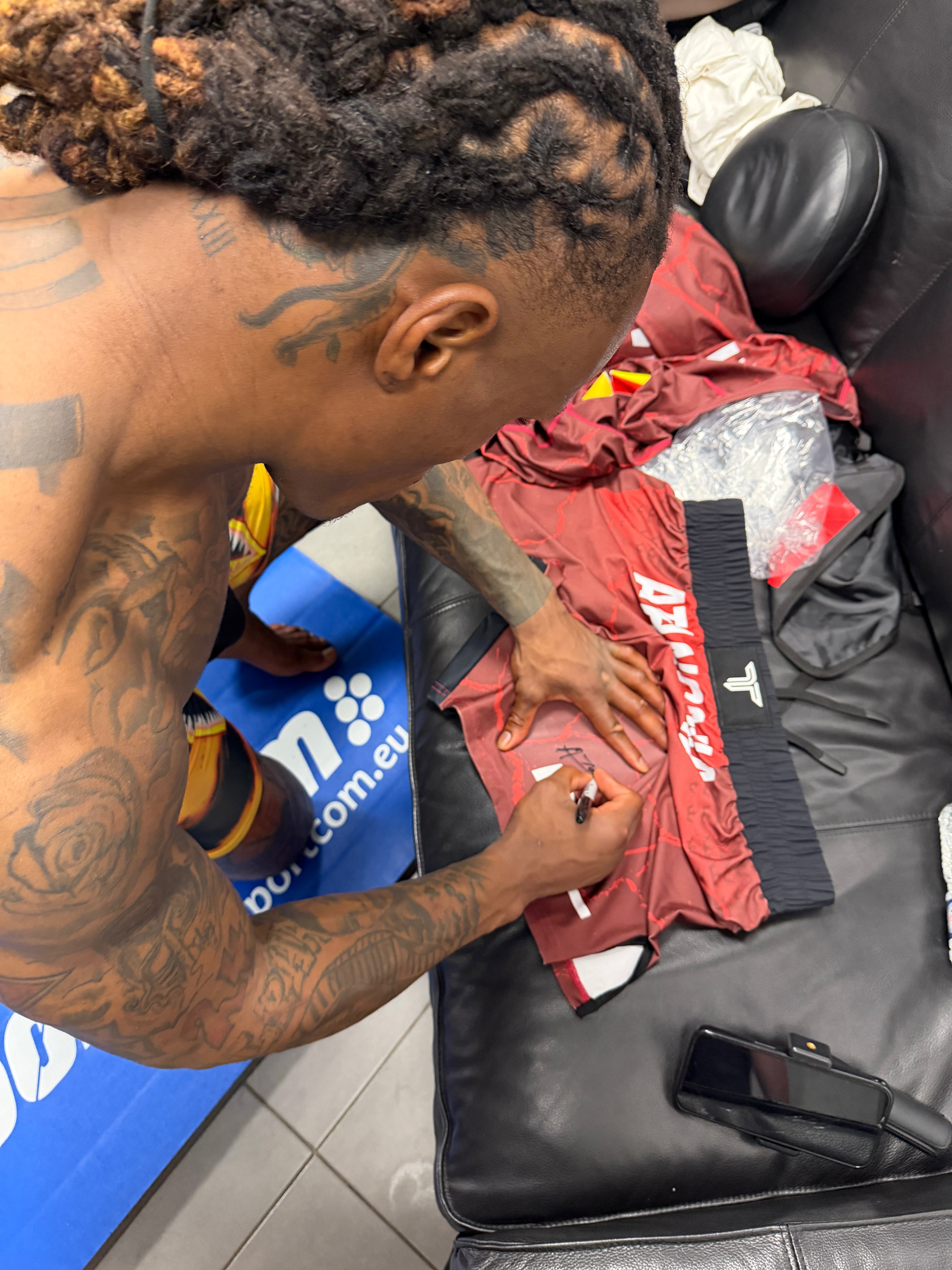 Boris Atangana Signed Fight Worn Shorts Brussels 2026