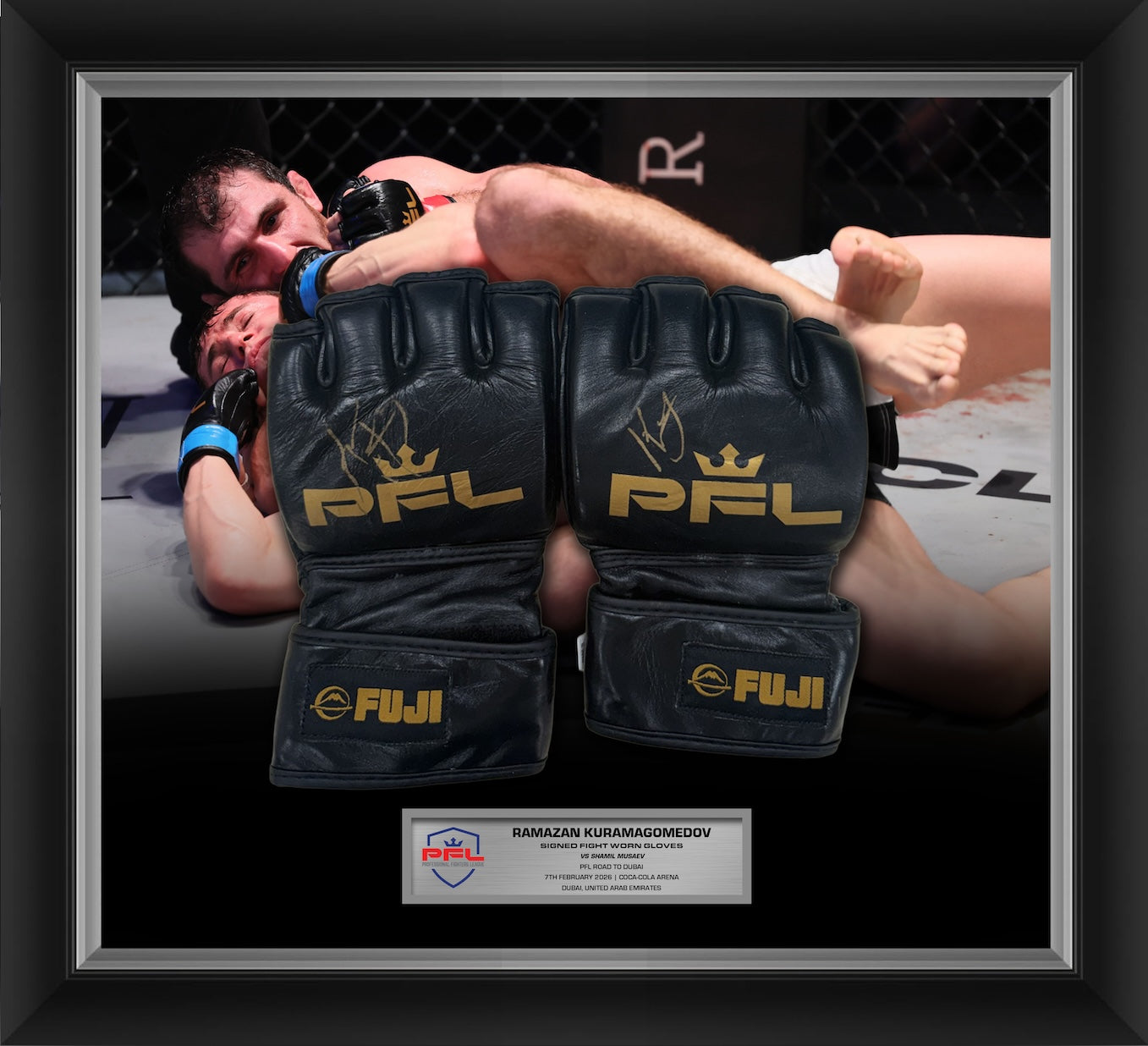 Ramazan Kuramagomedov Signed Fight Worn Gloves Dubai 2026