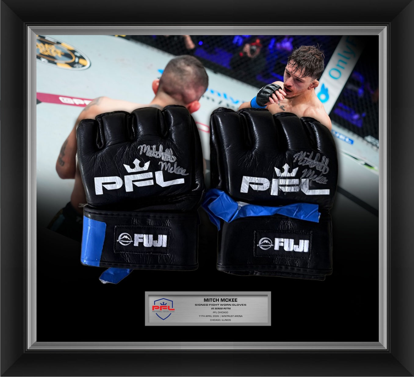 Mitch McKee Signed Fight Worn Gloves Chicago 2026