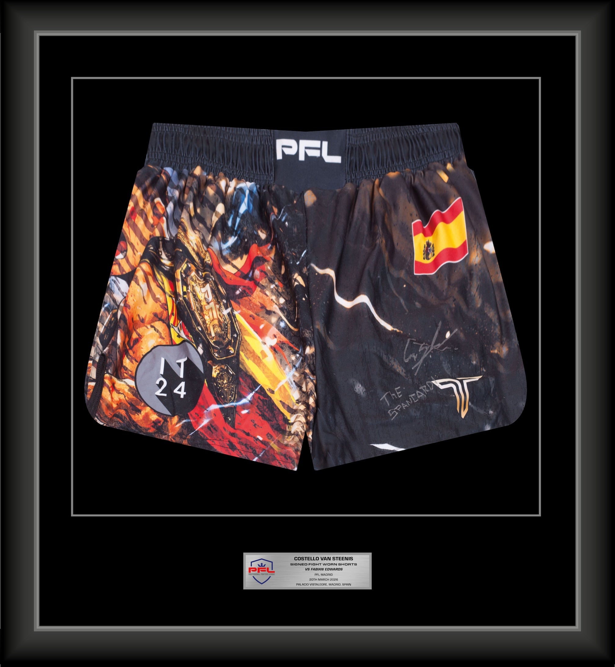 Costello Van Steenis Signed Fight Worn Shorts Madrid 2026