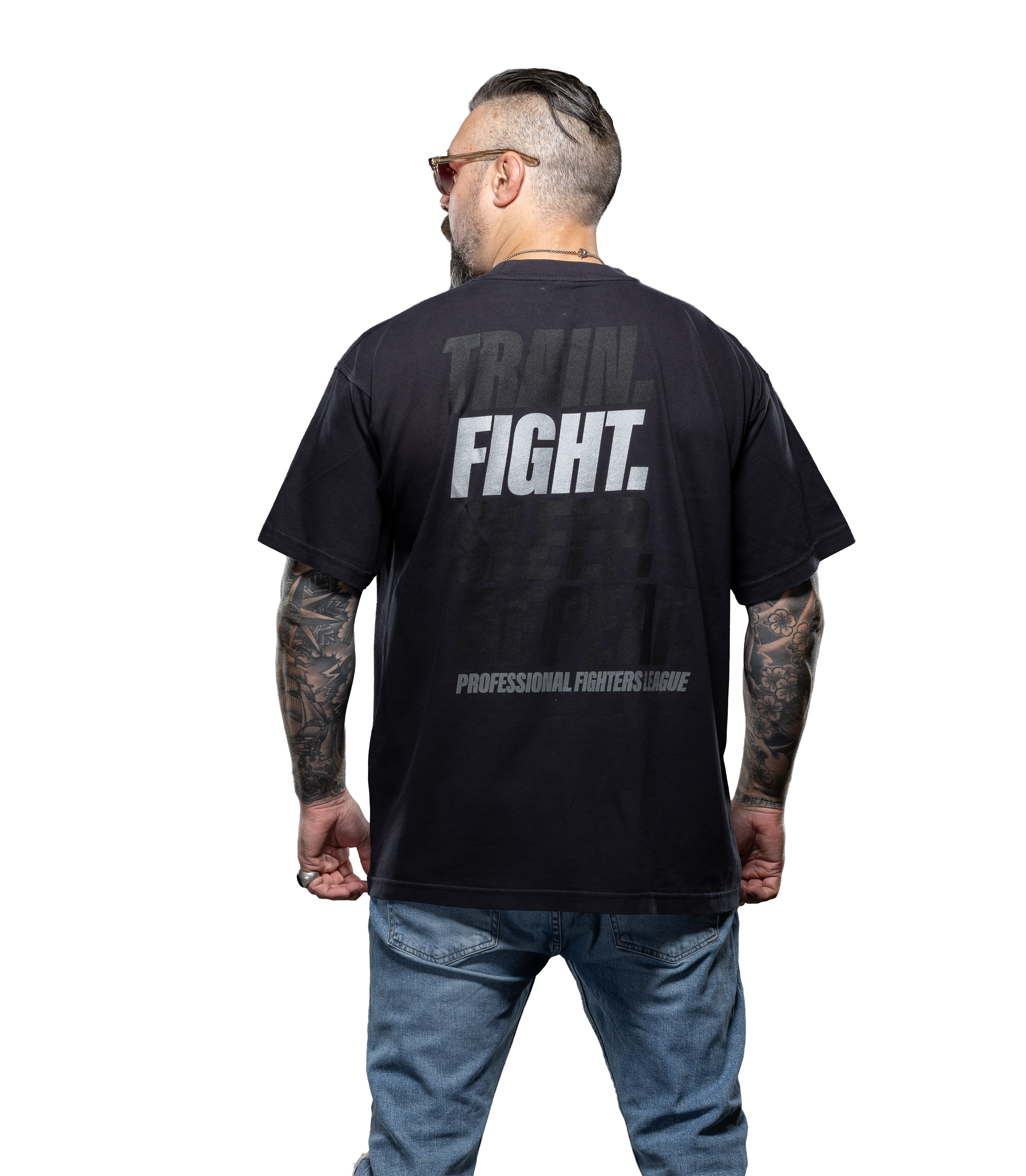 Train Fight Sleep Repeat - Oversized T-Shirt - Coal - Premium Range