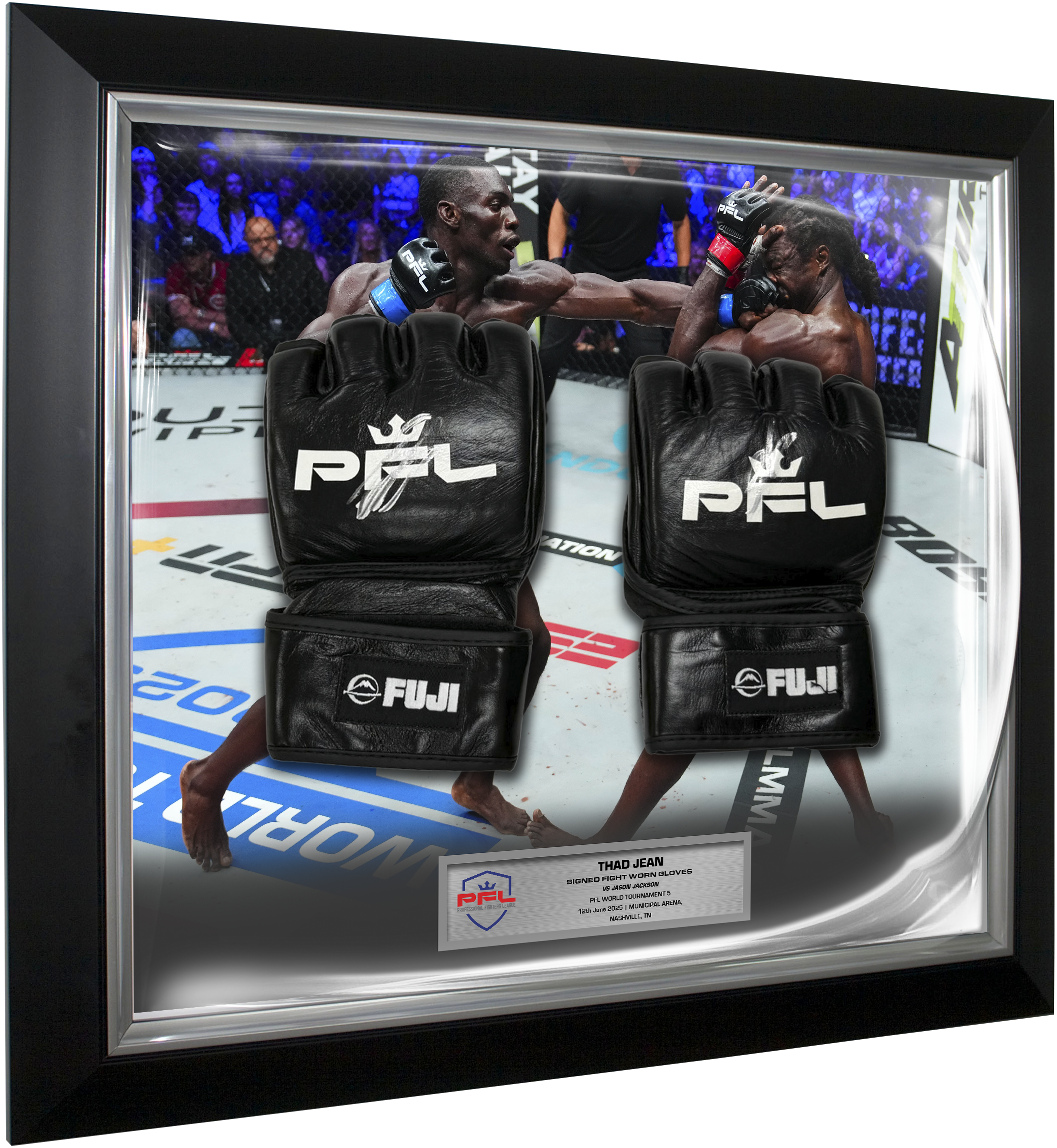 Thad Jean Signed Fight Worn Gloves