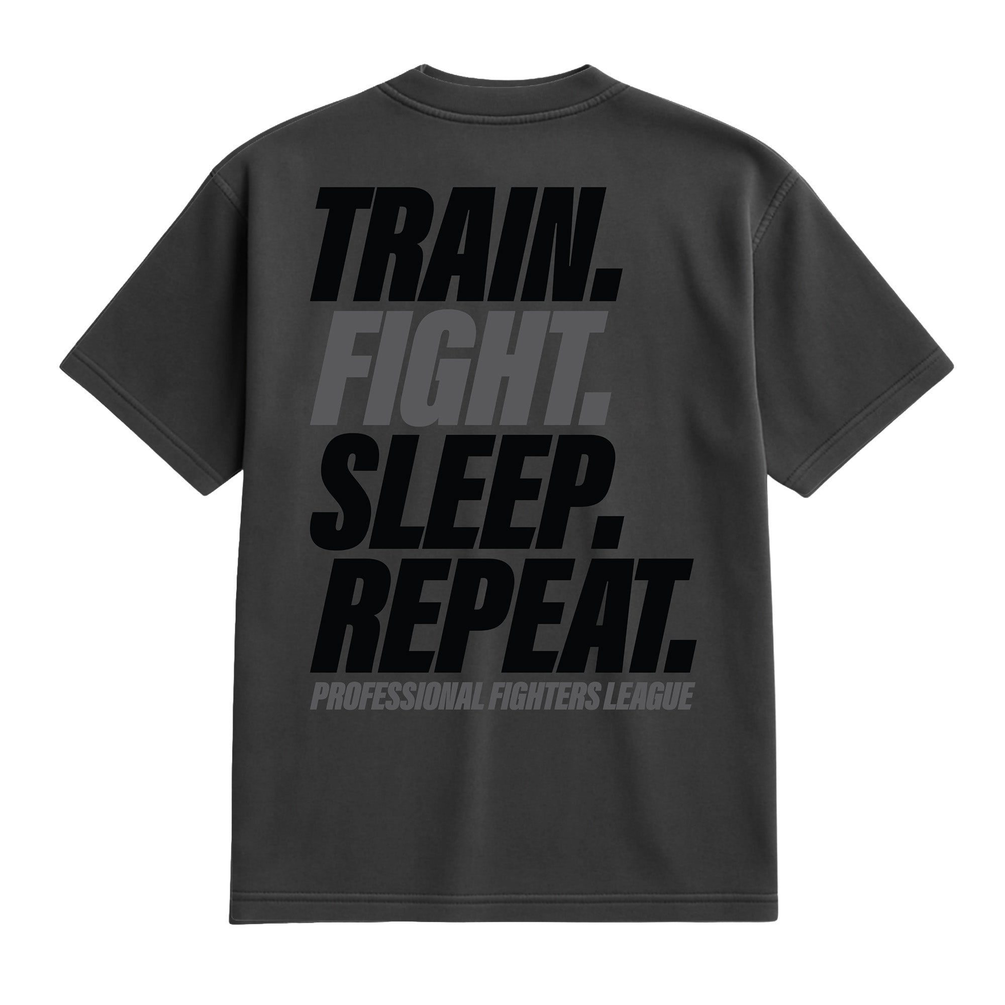 Train Fight Sleep Repeat - Oversized T-Shirt - Coal - Premium Range