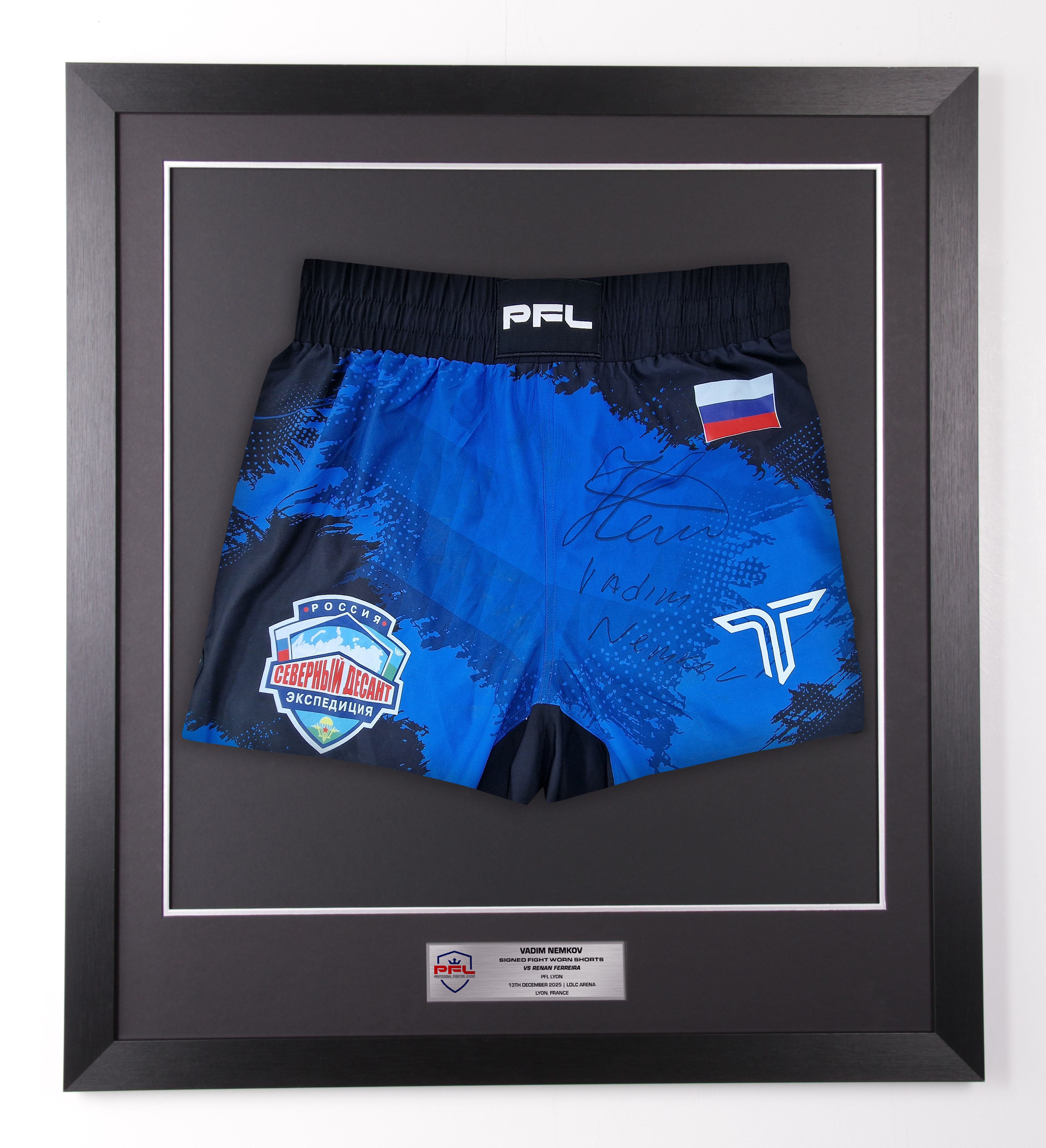 Vadim Nemkov Signed Fight Worn Shorts Lyon 2025