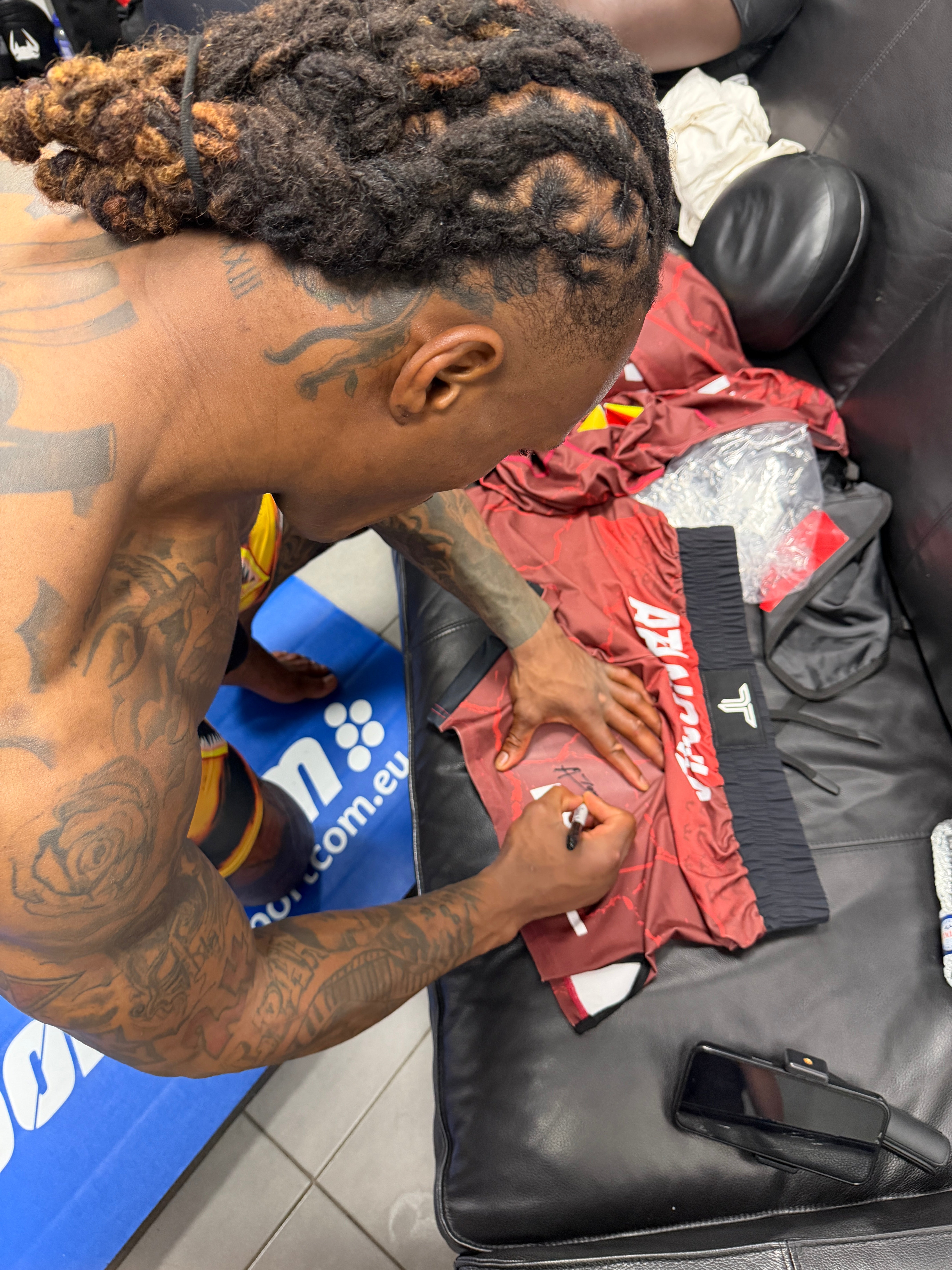 Boris Atangana Signed Fight Worn Shorts Brussels 2026