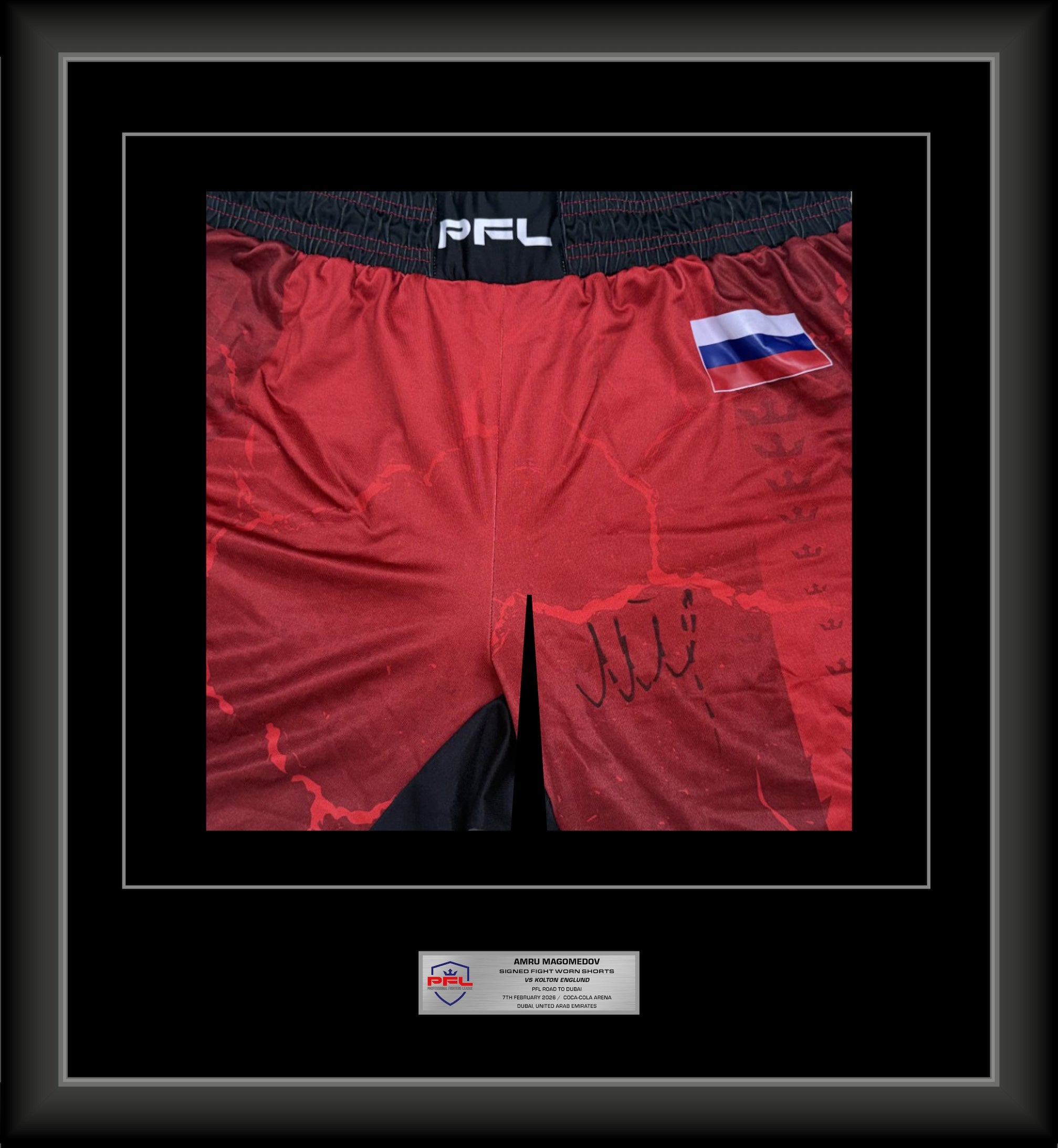 Amru Magomedov Signed Fight Worn Shorts Dubai 2026