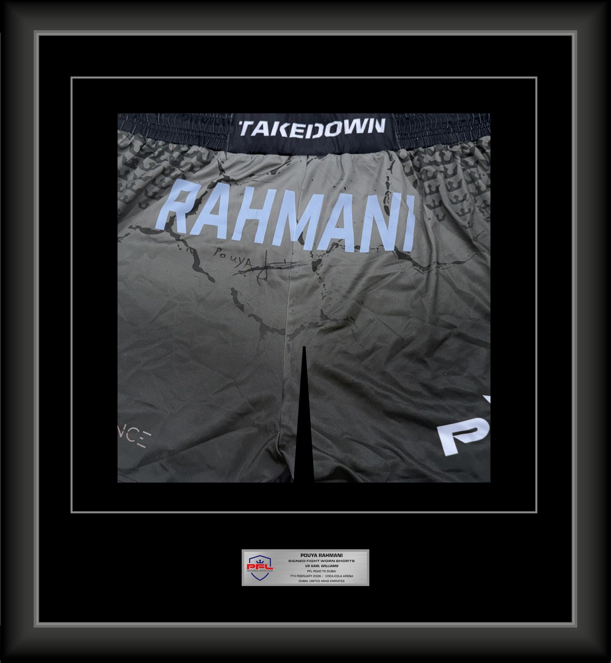 Pouya Rahmani Signed Fight Worn Shorts Dubai 2026